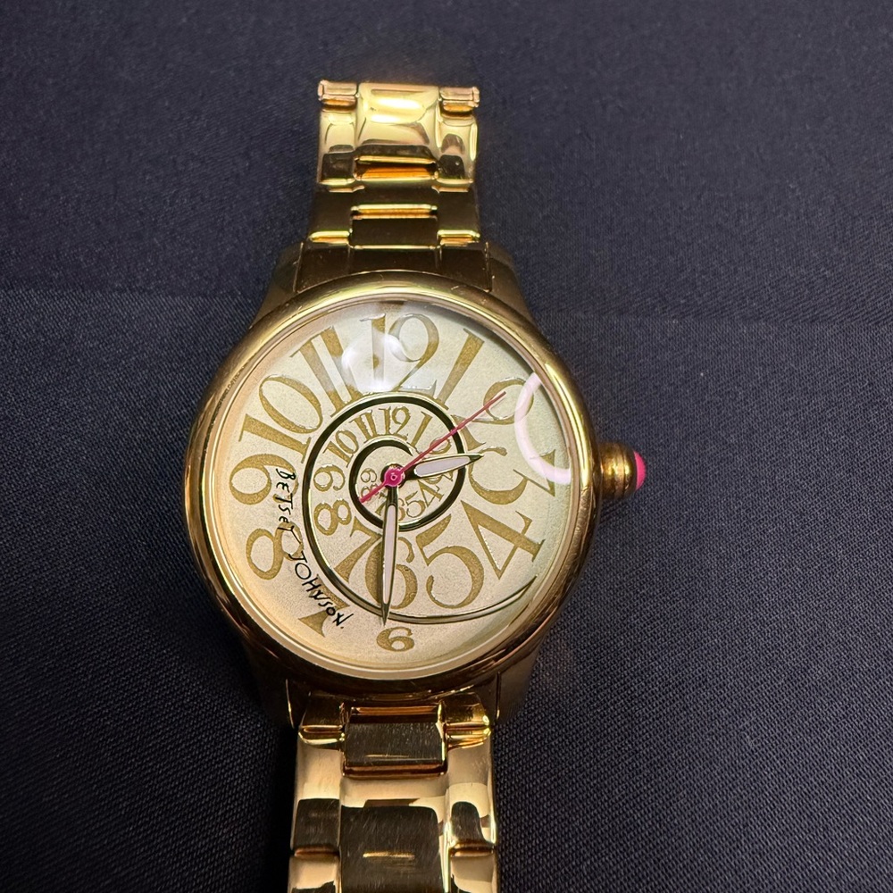 Betsey Johnson Gold Watch Down The Rabbit Hole Alice in Wonderland